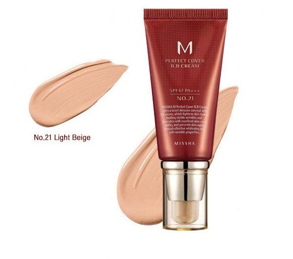 Самый популярный ББ-крем MISSHA M Perfect Cover BB Cream SPF42/PA+++ Тон № 21 light beige 50 ml