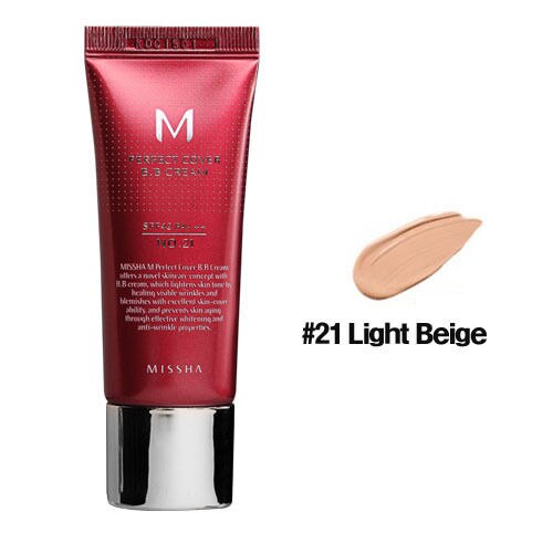 Самый популярный ББ-крем MISSHA M Perfect Cover BB Cream SPF42/PA+++ Тон № 21 light beige 20 ml