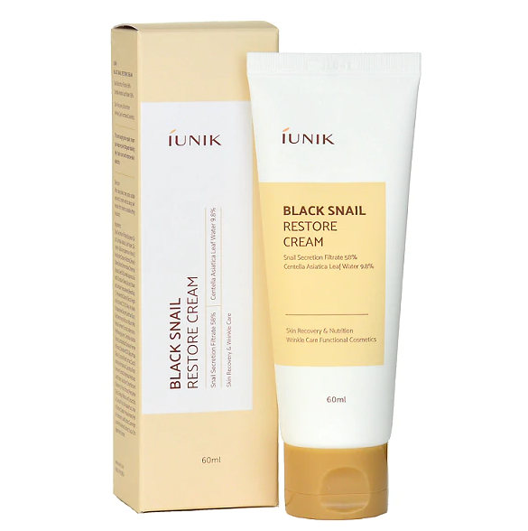 Восстанавливающий крем с муцином черной улитки IUNIK Black Snail Restore Cream 60 ml